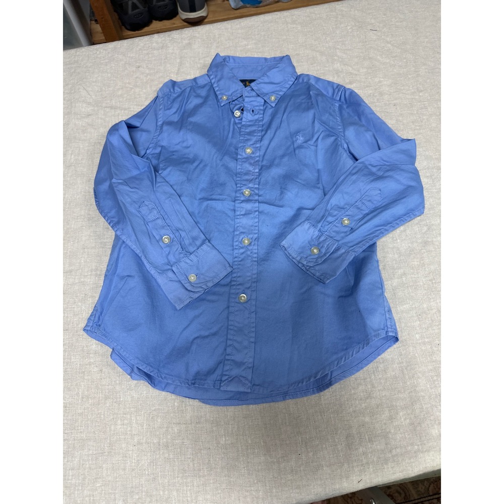 Polo Ralph Lauren Boys Size 5 Blue Long Sleeve Button Down Oxford Shirt